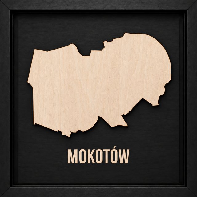 Mokotów — drewniana mapa w ramce