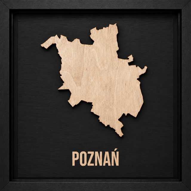 Poznań — drewniana mapa w ramce