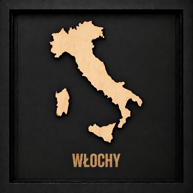 Włochy — drewniana mapa w ramce