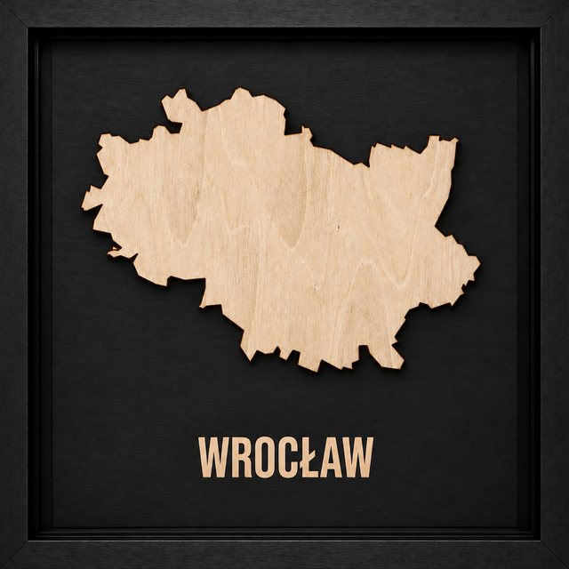 Wrocław — drewniana mapa w ramce